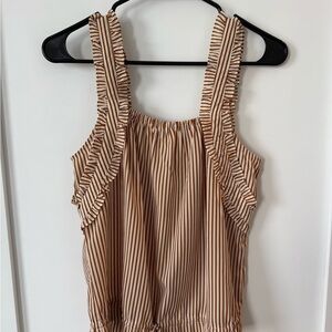 Striped Ruffle Sleeveless Top